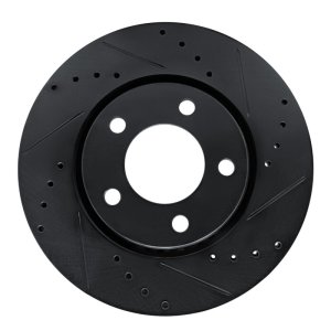 Chrysler Town & Country Brake Rotor (1) - Front Right - R1 Concepts - Drilled & Slotted - Black - `01-`07